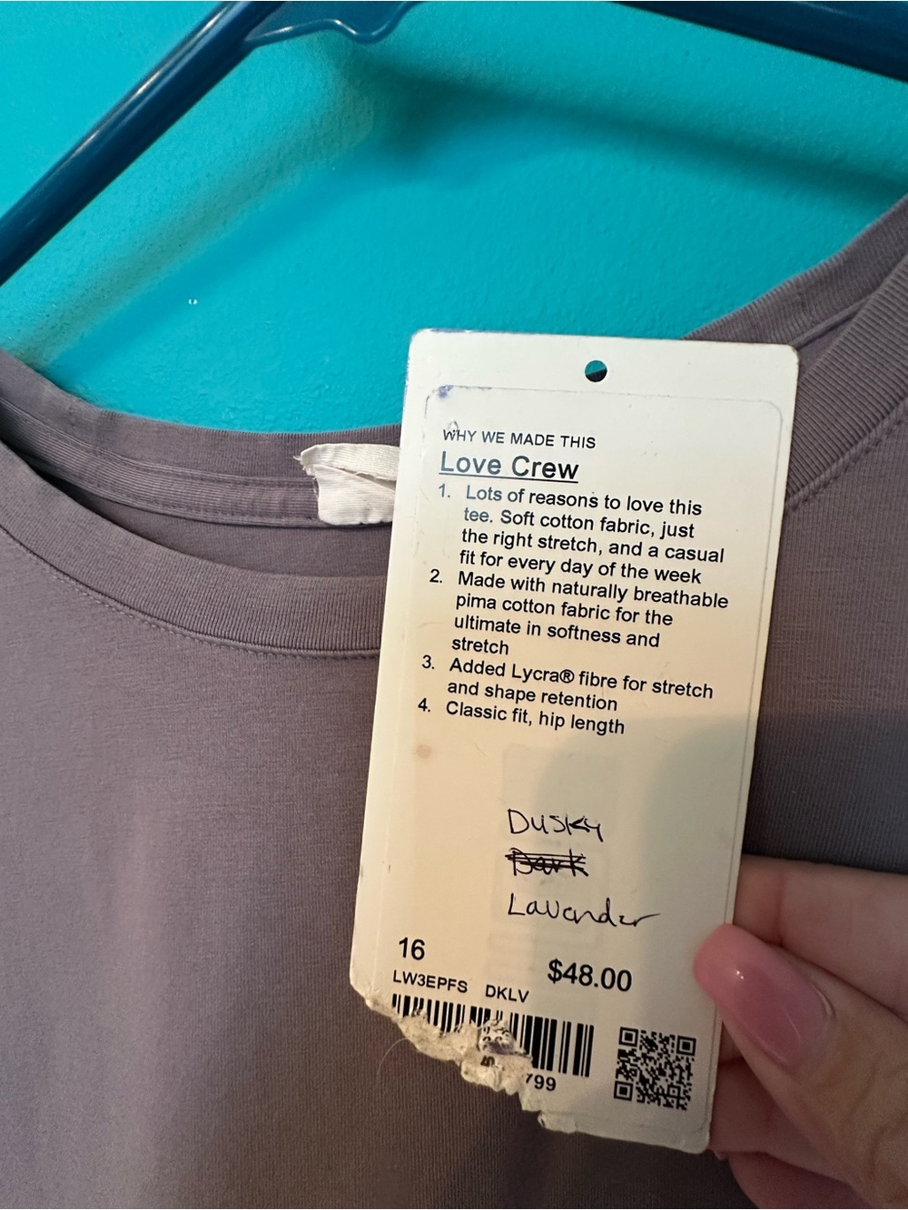 lululemon love tee in Dusty Lavendar DKLV size 16